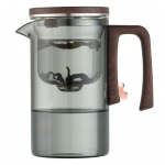 520/720/900 ml klaasist teekann infuseriga Puidust k&auml;epidemega kuumakindel, tilkumisvaba tila, vee eraldav teekann, kergesti puhastatav k&uuml;lma teekann M must