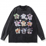 T&auml;navar&otilde;ivad Lovely Cats Graafiline pestud must T-s&auml;rk Puuvillane Unisex Plus Size pikkade varrukatega T-s&auml;rk S must