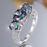 Mystic Rainbow tsirkoon pulmapaelad h&otilde;bedased vintage lubadus kihlas&otilde;rmused naistele peoehted 5 mitmev&auml;rviline