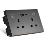 WiFi puutetundlik valgusl&uuml;liti nutikas pesa leegikindel klaaspaneel toitekatkestuse m&auml;lurakendus ja h&auml;&auml;l UK plug must