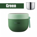 Termiline l&otilde;unakarbi toidukonteiner lusikaga PP materjalist vaakumtass supitass kaasaskantav isoleeritud hommikus&ouml;&ouml;k roheline