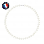 PERLINEA - Collier Perle de Culture d'Eau Douce AAA+ - Semi-Ronde 8-9 mm - Blanc Naturel - Argent 925 Milli&egrave;mes - Bijoux Femme