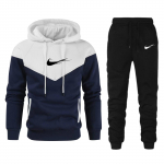 Valge 2025 S&uuml;gis-Talvine Meeste Patchwork Huppari Komplekt, Soe ja Luksuslik Kaheosaline Komplekt, Kvaliteetne Tr&uuml;kitud Pusa, Spordir&otilde;ivad S