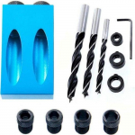 Gabarit pour per&ccedil;age inclin&eacute; - Non sp&eacute;cifi&eacute; - Adaptateur 6/8/10mm - 3 m&egrave;ches &agrave; bois - 15 degr&eacute;s - Noir