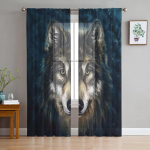 Loomakunst Hundipea Palus L&auml;bipaistvad Kardinad Elutoa Akna T&uuml;llkardinad Magamistoa K&ouml;&ouml;gi Kodu Kaunistamiseks Voile Kardinad W135 x H115cm x1&Rod Pocket