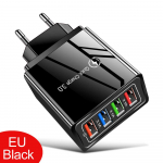 3.1A 4 pordiga EL/USA pistikupesaga USB laadija kiirlaadimise QC 3.0 telefonilaadija iPhone'i Samsung Xiaomi laadimisadapteri jaoks EU Plug must