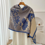 Luksuslik kaubam&auml;rk Cashmere Naiste lilleline sall Talvine soe sall ja m&auml;his Bandana Pashmina Naine Foulard Square Paks tekk Pont&scaron;o blue
