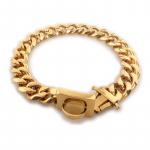 Tugevad metallist koeraketi kaelarihmad roostevabast terasest lemmikloomade treenimiseks m&otilde;eldud kaelarihm suurtele koertele Pitbull Bulldog h&otilde;bedane kuldne n&auml;ituserihm 50cm