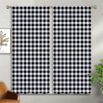 3D-prinditud kardinad v&auml;rvilise ruudumustriga, kaasaegsed lihtsad kardinad, k&ouml;&ouml;ki, magamistuppa ja elutuppa, saab kohandada W50xH130(CM)x2PCS&Rod pocket black