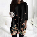 Naiste vabaaja 3/4 varrukatega s&auml;rgid Moeprinteriga tuunikatopid taskutega L sinine