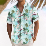 Hawaii s&auml;rk meestele, meeste vintage n&ouml;&ouml;pidega keeglis&auml;rgid l&uuml;hikeste varrukatega suvine rannas&auml;rk L armee roheline v&auml;rv