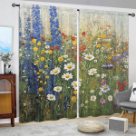 2 tk Lillemere &Otilde;limaal Prinditud Kardin Kodu Dekoratsiooniks - Tunneliga Akende Kaunistus Magamistoale, Kontorile, K&ouml;&ouml;gile 52.5cmX116cm X 2pcs