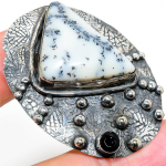 Dendrite Opal, Spinel 925 Sterling Silver Jewelry Pendant 1.97 y9g08