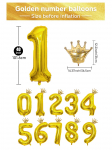 2pcs 40 inch golden crown number balloons, suitable for birthday parties, anniversaries, baby showers, graduations, New Years 0&40INCH