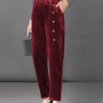 Stiilsed S&uuml;gis-Talvised Vintage Sametp&uuml;ksid Uued Vabaaja K&otilde;rge V&ouml;&ouml;koht Soojad Pikad P&uuml;ksid Retro Pahkluupikkus Streetwear Moep&uuml;ksid XXL punane