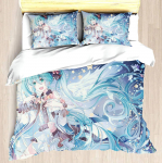 Hatsune Miku Anime 100% pol&uuml;ester voodipesukomplekt tekikottide komplekt tr&uuml;kitud koomiks kodukujundus US Twin(172x218cm)