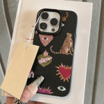 Nahatunnetusega telefoni&uuml;mbris iPhone 11 13 16 Pro Maxile, iPhone XR XS Maxile, 14 15 Pro Maxile, 12 13 Pro Maxile, 16 Plusile, 13 Prole, 14 Prole, multifilmimaalinguga makarooniv&auml;rvides iPhone 16 Pro Max roosa