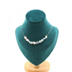 Pierres et Min&eacute;raux. Collier 10 perles B&eacute;ryl Morganite du Br&eacute;sil. Chaine en acier Collier femmes, hommes. Taille personnalisable.