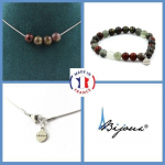 Pierres et Min&eacute;raux. Parure bijoux Bracelet Collier 4 Perles Jaspe sang de Dragon 8 mm. Taille personnalisable.