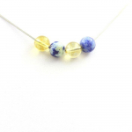 Pierres et Min&eacute;raux. Collier 4 perles Lapis Lazuli du Pakistan + Citrine 8 mm Chaine en acier inoxydable.