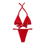 2 tk/komplekt Naiste bikiinikomplekt, p&auml;itsetega polsterdatud juhtmevaba bikiinirinnahoidja k&otilde;rge v&ouml;&ouml;kohaga ujumisp&uuml;ksid, pooliku disainiga &uuml;hev&auml;rviline ujumistrikoo S sinine