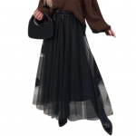 Naiste t&uuml;llseelikud k&otilde;rge v&ouml;&ouml;kohaga midi seelik must v&otilde;rk voolav peokleit pikk t&uuml;tuseelik pulmapeoks kokteiliks balliks S kohv