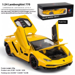 1/24 Lamborghini LP770-4 &uuml;lilihaste sportautode sulamist metallist survevalatud automudelite kollektsioon hobidekoratiivsete kaunistustega kingitus kollane