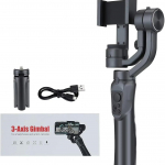 Uus 3-teljeline kardaaniga k&auml;eshoitav stabilisaator v&auml;rinavastane videosalvesti toetab APP suumi n&auml;oj&auml;lgimist nutitelefoni hoidikut F6 must