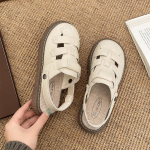 Vabaaja ja kerged retro paksu tallaga kotipealsed sussid naiste v&auml;lisjalatsid 2025 uus suvi &uuml;he pedaaliga k&otilde;rgust lisavad Rooma sandaalid 40 valge