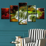 Haldja juga maastik 5 paneeliga l&otilde;uendipilt Prindi Seinakunst L&otilde;uendimaal Elutoa seinakaunistus Plakat ilma raamita 20x35cm*2 20x45cm*2 20x55cm*1