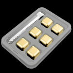 Kuldne roostevabast terasest viski j&auml;&auml;kuubikute komplekt - Metallist kiiresti k&uuml;lmuv 304 teras viski, veini ja muu jaoks