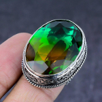 Natural Bi-Color Tourmaline Gemstone Handmade 925 Steling Silver Ring S.7 p4s72