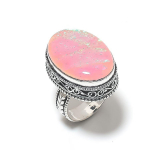 Pink Triplet Opal Handmade 925 Sterling Silver Jewelry Ring Size 8.5 g4l74
