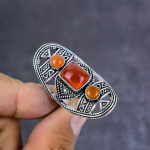 Orange Carnelian Handmade 925 Sterling Silver Ring Size 7 Gift For Her y6w35