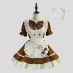 Armas neiu l&uuml;hikeste varrukatega kleit cosplay Lolita Halloween naiste kost&uuml;&uuml;m + peapael 2-osaline komplekt M pruun