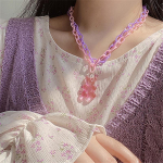 Harajuku stiilis armas koomiksiga kummikarukujuline kahekihiline kaelakee karukujulise ripatsiga