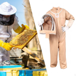 Mesilase kost&uuml;&uuml;m koos mesilasp&auml;rija kinnaste ja ventileeritava puuvillase torkekindla &uuml;likonnaga XXL