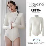 Saba lainesurfi k&otilde;rge kaelusega ujumiskost&uuml;&uuml;m naiste pikkade varrukatega p&uuml;ksid professionaalne p&auml;ikesekaitse Upf50 + &uuml;hes t&uuml;kis kiiresti kuivav kalipso meduusi&uuml;likond M