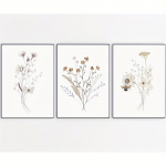 3 tk akvarelllillede postritit Wildflower Kunstitr&uuml;kk P&otilde;hjamaade botaaniline l&otilde;uendimaal Elutoa seinakunstipildid Magamistoa jaoks 20x30cm