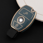 Uus Pehme TPU 2 Nupuga Auto Kaugjuhtimispuldi V&otilde;tmekate Kest Fob Mercedes Benz A B R G Klass GLK GLA GLC GLR W204 W210 W176 W202 W463 jaoks sinine