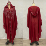 Pikk kapuutsiga keepkleit kuumliimitud strasskivide ja helmestega, moslemi abaya, elegantne, stiilne naister&otilde;ivas One Size