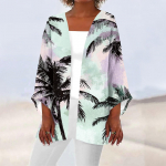 Naiste vabaajamood Beach Ocean Tree Print Kerge keskmise pikkusega jope kardigan M