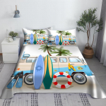 Troopiline maastik Voodilina Komplekt Digitaaltr&uuml;kk Rohelised Lehed Pol&uuml;ester Voodi Lame Leht Padjap&uuml;&uuml;riga Voodipesu King Queen Suurus 110X230cm(2Pcs)