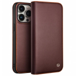 Qialino Ehtne Nahast Klapp&uuml;mbris iPhone 16 15 Plus'ile Toega K&auml;sit&ouml;&ouml;na Valmistatud &Auml;ri&uuml;mbris Kaardipaikadega iPhone 16 15 Pro Max'ile For iPhone 16 Pro Max&Genuine Leather pruun