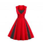 Kevadine ja s&uuml;gisene mood naiste kleit suure seelikuga, retro punane t&auml;piline keskmise pikkusega seelik, vabaaja varrukateta kleit XXXXXL
