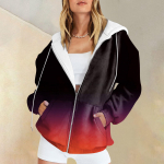 Naiste vabaajamoe gradienttr&uuml;kiga pikkade varrukatega pullover kapuutsid T&otilde;mblukuga kampsunid mantel XXL