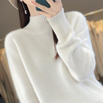 Naiste ka&scaron;miirkampsun Qinghe ka&scaron;miir 30% ka&scaron;miir 70% vill s&uuml;gis-talvine pullover soe ja moekas XXL soe valge v&auml;rv