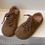 Korea retro kingad matt nahk laste kingad t&uuml;drukute printsessikingad beebi nahkkingad pehme tallaga vabaajajalatsid 22 khaki