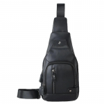 100% Ehtne Nahk Meeste Rinnakott USB-ga Kvaliteetsed Crossbody Kotid 2024 Kuuma M&uuml;&uuml;gi Meeste Kotid Reisi &Otilde;lakott K&auml;ekott 30x16x7cm must