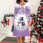 2025 S&uuml;gis & Talv Naiste Uus Vabaaja &Uuml;mara Kaelusega Kleit 3D J&otilde;ulumustriga Ideaalne Halloweeni J&otilde;ulukink 8XL lilla